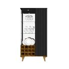 Cristaleira De Vidro 2 Portas Led Ripado Preto Fosco Naturall