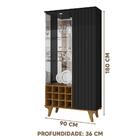 Cristaleira De Vidro 2 Portas Led Ripado Preto Fosco Naturall