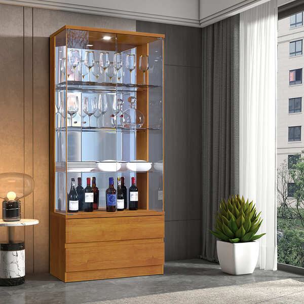 Cristaleira De Vidro C Led - Diamante-naturale- Mavau Móveis