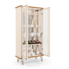 Cristaleira De Vidro Com Espelho E Led Lucie Off White/cinamo