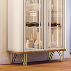 Cristaleira De Vidro Com Espelho E Led Lucie Off White/cinamo