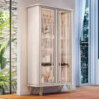 Cristaleira De Vidro Com Espelho E Led Lucie Off White H01 -