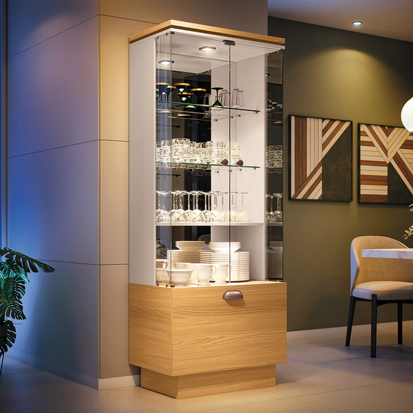 Cristaleira De Vidro Com Espelho River Cinamomo/off White H01