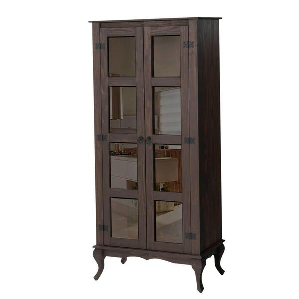 Cristaleira De Vidro Em Madeira Maciça 2 Portas Imbuia