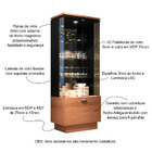 Cristaleira Decorativa Com Nicho Adega Embutido Peggy Preto /