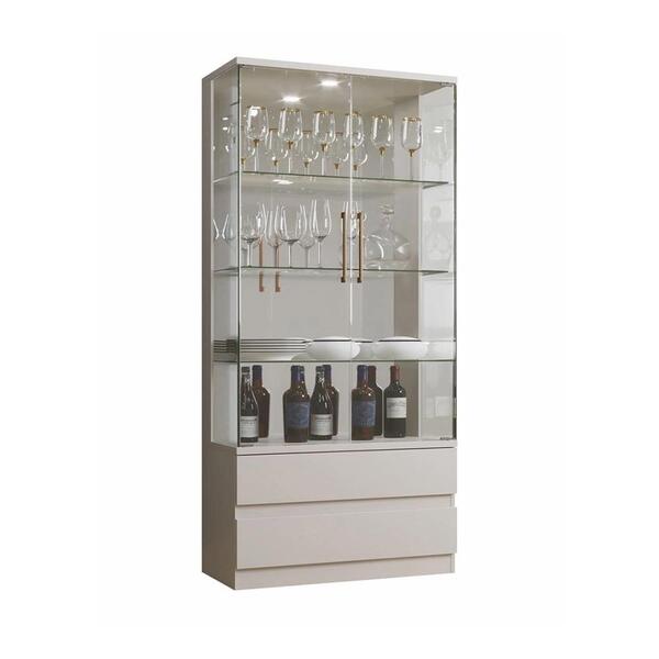 Cristaleira Diamante 2 Portas 2 Gavetas Mavaular Off White