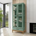 Cristaleira E Aparador Mdf/madeira Maciça Milao Fnt