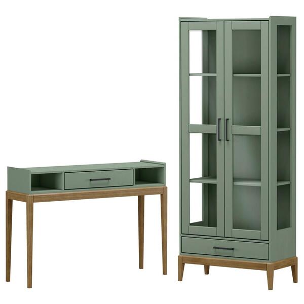 Cristaleira E Aparador Mdf/madeira Maciça Milao Fnt