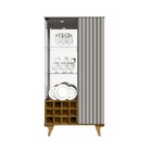 Cristaleira Elba Ripado Real Portas De Vidro Pés De Madeira M