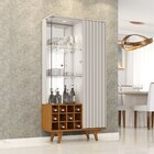 Cristaleira Elba Ripado Real Portas De Vidro Pés De Madeira M