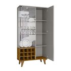 Cristaleira Elba Ripado Real Portas De Vidro Pés De Madeira M