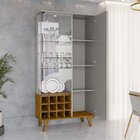 Cristaleira Elba Ripado Real Portas De Vidro Pés De Madeira M