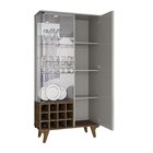 Cristaleira Elba Ripado Real Portas De Vidro Pés De Madeira M