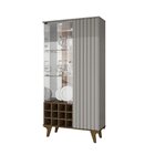 Cristaleira Elba Ripado Real Portas De Vidro Pés De Madeira M