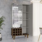 Cristaleira Elba Ripado Real Portas De Vidro Pés De Madeira M