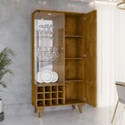 Cristaleira Elba Ripado Real Portas De Vidro Pés De Madeira M