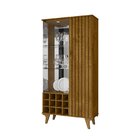 Cristaleira Elba Ripado Real Portas De Vidro Pés De Madeira M