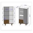 Cristaleira Elba Ripado Real Portas De Vidro Pés De Madeira M