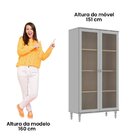 Cristaleira Estante Para Livros 2 Portas Vidro E-957 Cinza