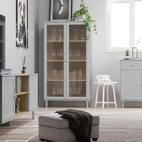 Cristaleira Estante Para Livros E-957 2 Portas Com Vidro 80cm