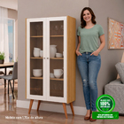 Cristaleira Genialflex Vértice 2 Portas Cinamomo Branco Laca