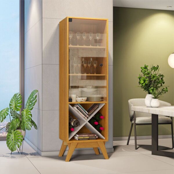 Cristaleira Graça Candian 1 Porta 44cmx158cm Cinamomo/off Whi