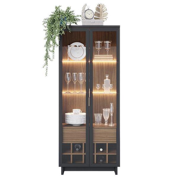 Cristaleira Guanabara 2 Portas De Vidro Com Adega - Pr Móveis