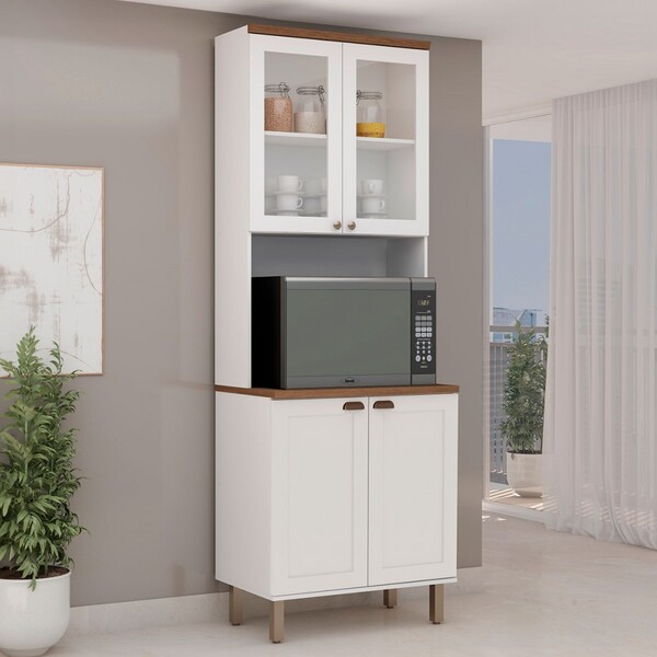 Cristaleira Iluminata 100% Mdf Com 2 Portas De Vidro E Espaço