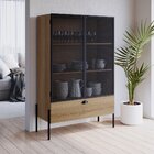 Cristaleira Industrial Retrô 2 Portas 1 Gaveta Madeira/aço 93