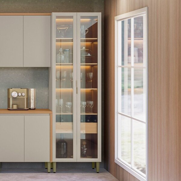 Cristaleira Jantar 2 Portas Vidro 180cmx70cm Allure Jequitibá