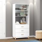 Cristaleira Legno 3 Gavetas E 2 Portas De Vidro Branco