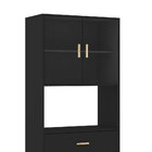 Cristaleira Legno 3 Gavetas E 2 Portas De Vidro Preto