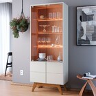 Cristaleira Light 4 Portas 3 Prateleiras Com Led Off White/ma