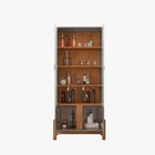 Cristaleira Liz 4 Portas Pés Em Madeira Vidro Cinza Com Cedro