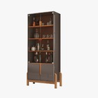 Cristaleira Liz 4 Portas Pés Em Madeira Vidro Cinza Com Cedro