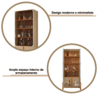 Cristaleira Lizz 2 Portas 3 Prateleiras Champagne/cedro - Cas