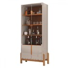 Cristaleira Lizz 2 Portas 3 Prateleiras Off White/cedro - Cas