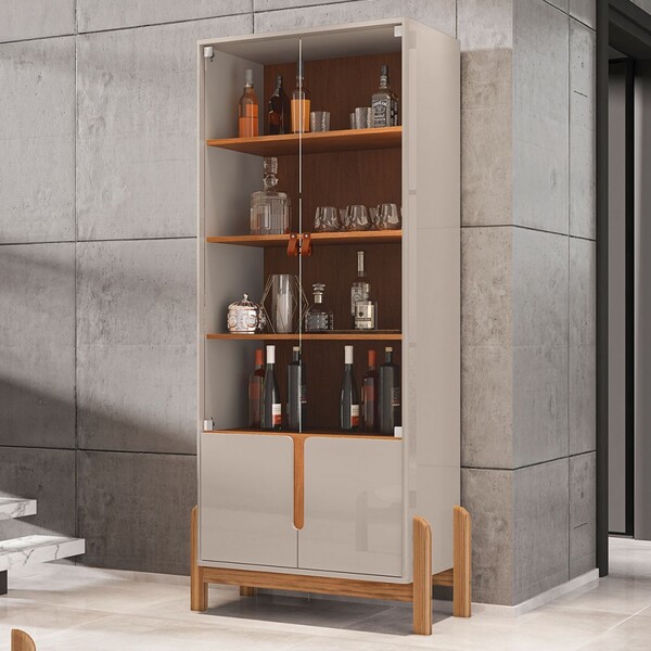 Cristaleira Lizz 2 Portas 3 Prateleiras Off White/cedro - Cas