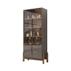 Cristaleira Lizz Cinza Perola/cedro