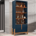 Cristaleira Lizz Sala De Estar Com Pés De Madeira Maciça