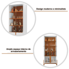 Cristaleira Lizz Sala De Estar Com Pés De Madeira Maciça