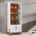 Cristaleira Lizz Sala De Estar Com Pés De Madeira Maciça