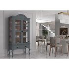 Cristaleira Luis Xv Alta Cinza - fundo amêndoa