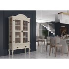 Cristaleira Luis Xv Alta Off White - Fundo Amêndoa