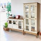 Cristaleira Madeira Maciça Com Balcão Rústico Branco Garapa D