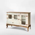 Cristaleira Madeira Maciça Com Balcão Rústico Branco Garapa D