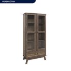 Cristaleira Madeira Maciça Pinus Com Hdf Porta De Vidro  Imbu