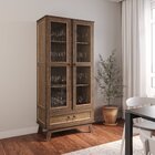 Cristaleira Madeira Maciça Pinus Com Hdf Porta De Vidro Imbui