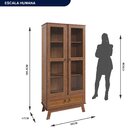 Cristaleira Madeira Maciça Pinus Com Hdf Porta De Vidro Retrô