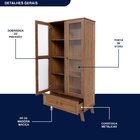 Cristaleira Madeira Maciça Pinus Com Hdf Porta De Vidro Retrô